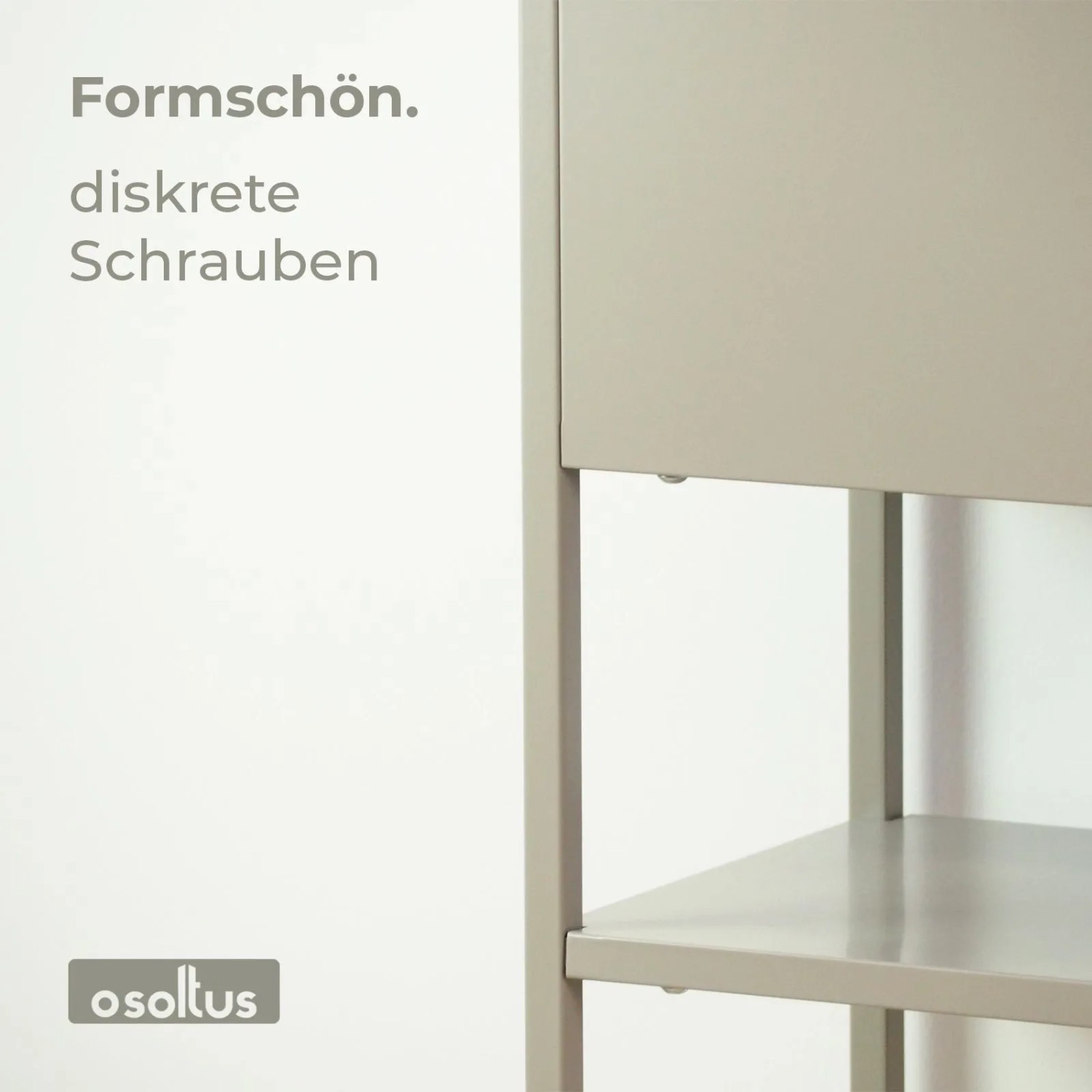 osoltus Pflanzkasten Raumteiler Cube in Warmgrey. Elegante Stahlkonstruktion mit diskreten Schrauben, Industriedesign.