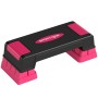 SPORTNOW Aerobic Stepper in Schwarz-Rosa, höhenverstellbar, mit rutschfester Oberfläche für Fitness-Training.