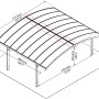 Skizze: Palram Canopia Arizona Breeze 5.8 x 5 Carport in Anthrazit mit Maßen.