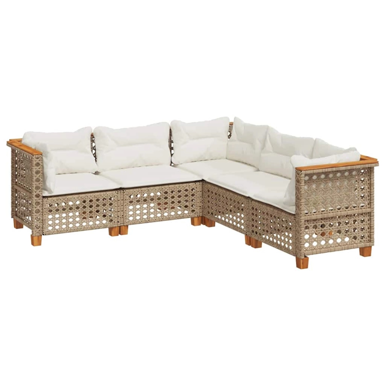 vidaXL 5-Tlg Garten-Sofagarnitur mit Kissen Beige Poly Rattan 3261826 günstig online kaufen
