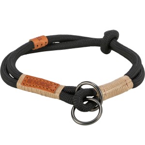 Trixie Zug-Stopp Halsband Be Nordic, schwarz-sandfarben, aus robustem Tau, 35cm