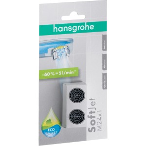 Hansgrohe SoftJet Luftsprudler Set M24x1 mit Durchflussbegrenzer, 2 Stück, zur Montage an Armaturen.