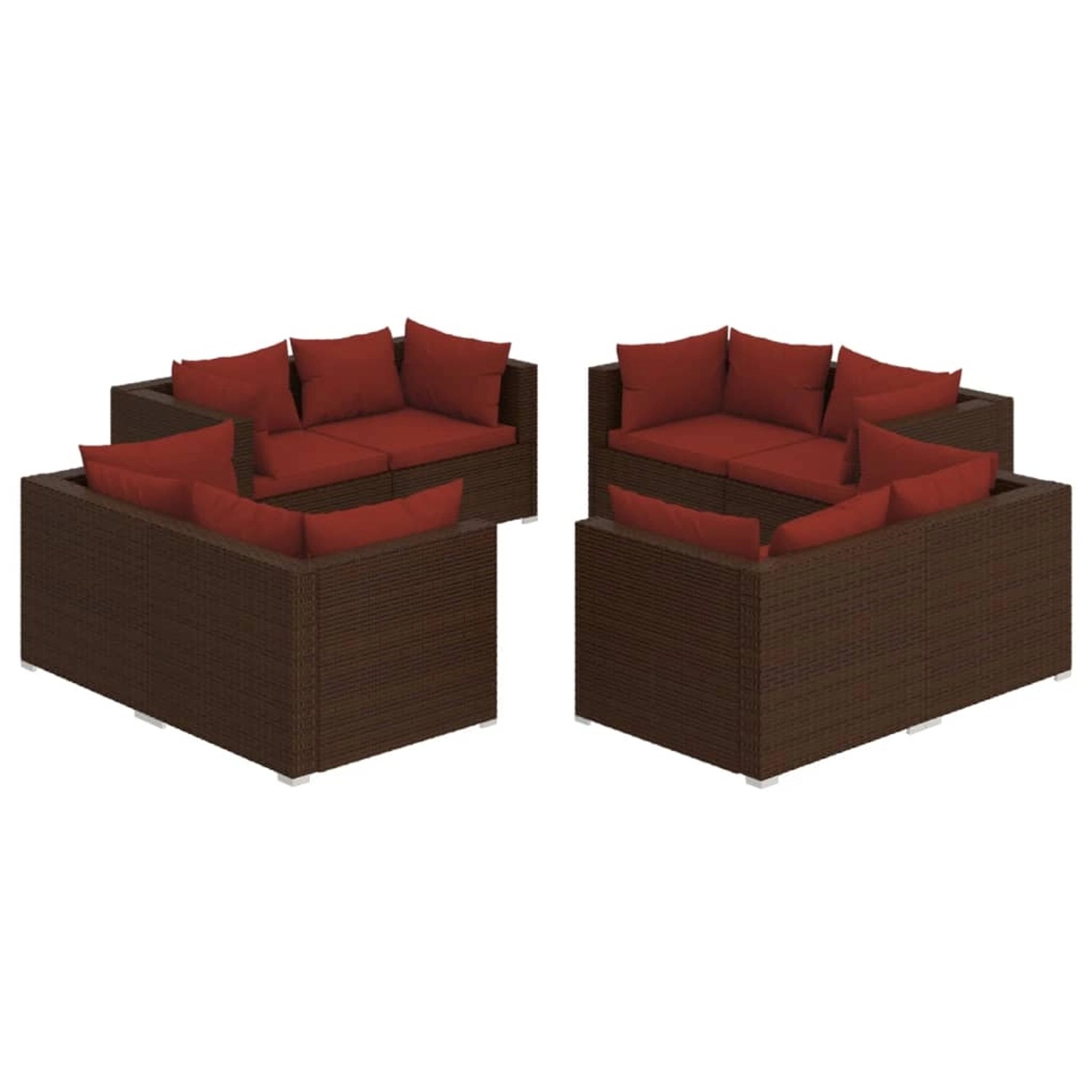 vidaXL 8-tlg Garten-Lounge-Set mit Kissen Poly Rattan Braun Modell 11 günstig online kaufen