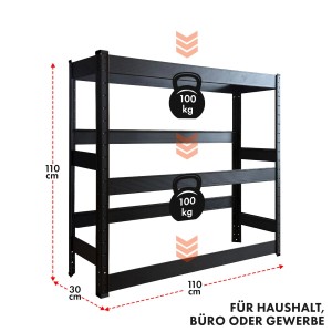 Schwarzes KARAT Flaschenkastenregal Osaka mit 2 Ebenen und Ablage, 110x110x30 cm.