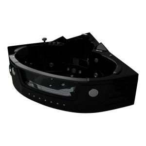 Schwarzer Jet-Line Eckwhirlpool Villa Carlotta 150cm mit Heizung und Unterwasserbeleuchtung.