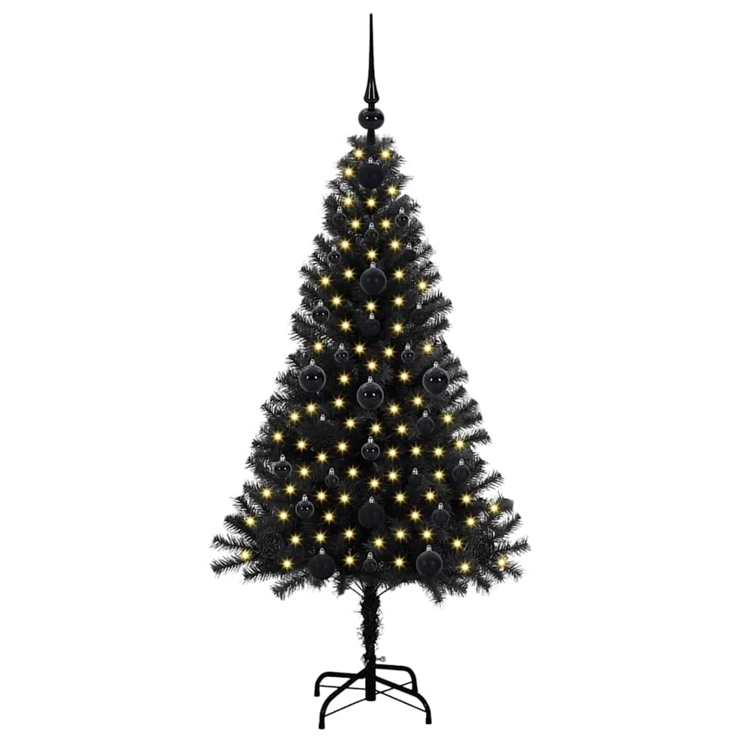 vidaXL Weihnachtsbaum mit 150 LEDs mit Ständer Schwarz 120 cm PVC 3396457