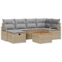 Beiges 7-tlg. vidaXL Garten-Sofa-Set aus Rattan mit Kissen und Stauraum.