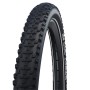 Schwarzer Schwalbe Smart Sam Fahrradreifen mit grobem Profil und Reflexstreifen für Straße und Gelände.