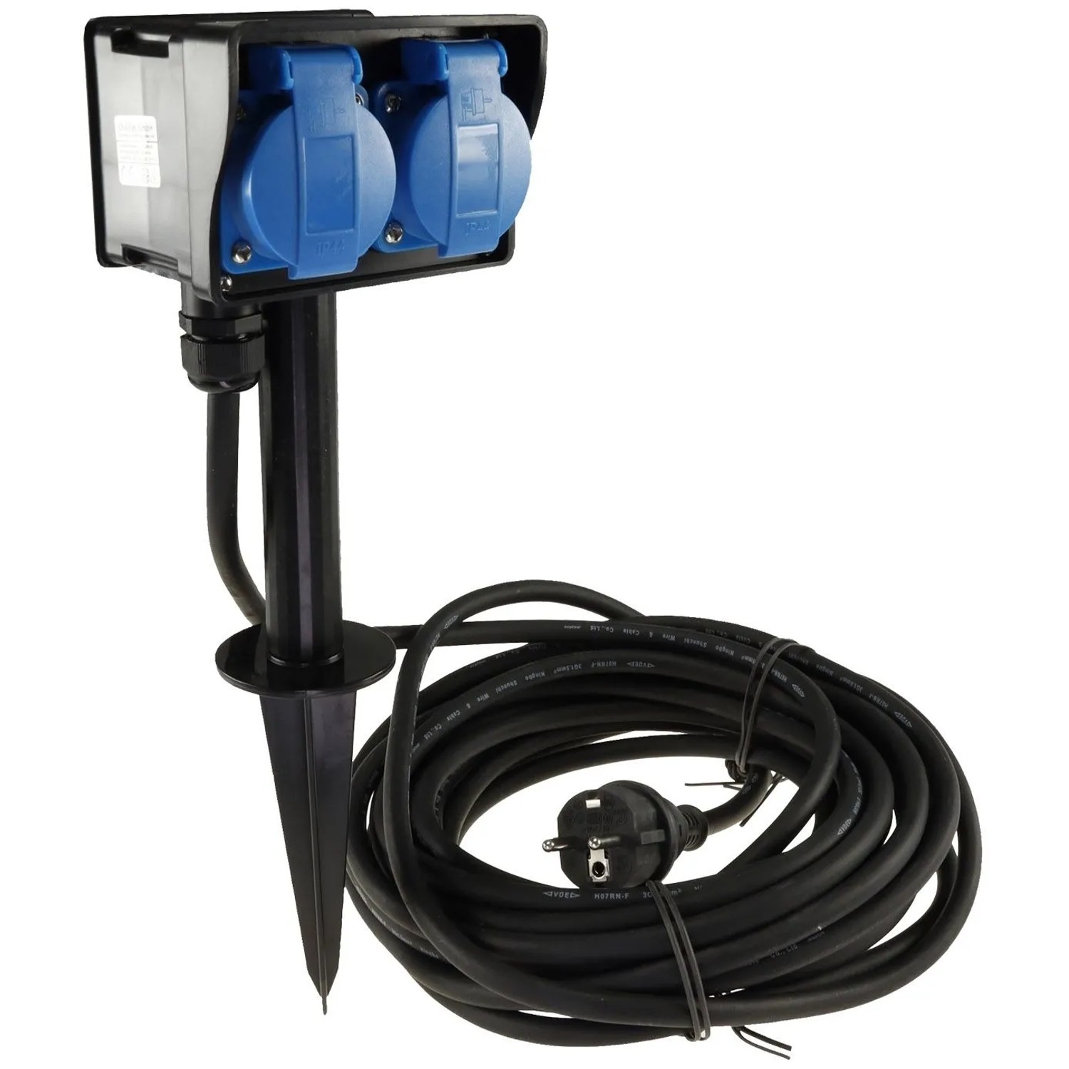 ChiliTec Gartensteckdose Mit Erdspieß 2Fach IP44 10m Kabel