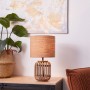 Brilliant Tischleuchte Woodrow, Ø 24 cm, Natur. Design-Tischlampe aus Bambus für gemütliches Licht.
