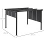 Dunkelgraue Outsunny Pergola aus Stahl und Stoff, Maße 357 x 296 x 235 cm, ideal als Sonnenschutz.