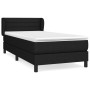 Schwarzes Boxspringbett 100x200 cm mit Matratze und Kopfteil, Stoffbezug.