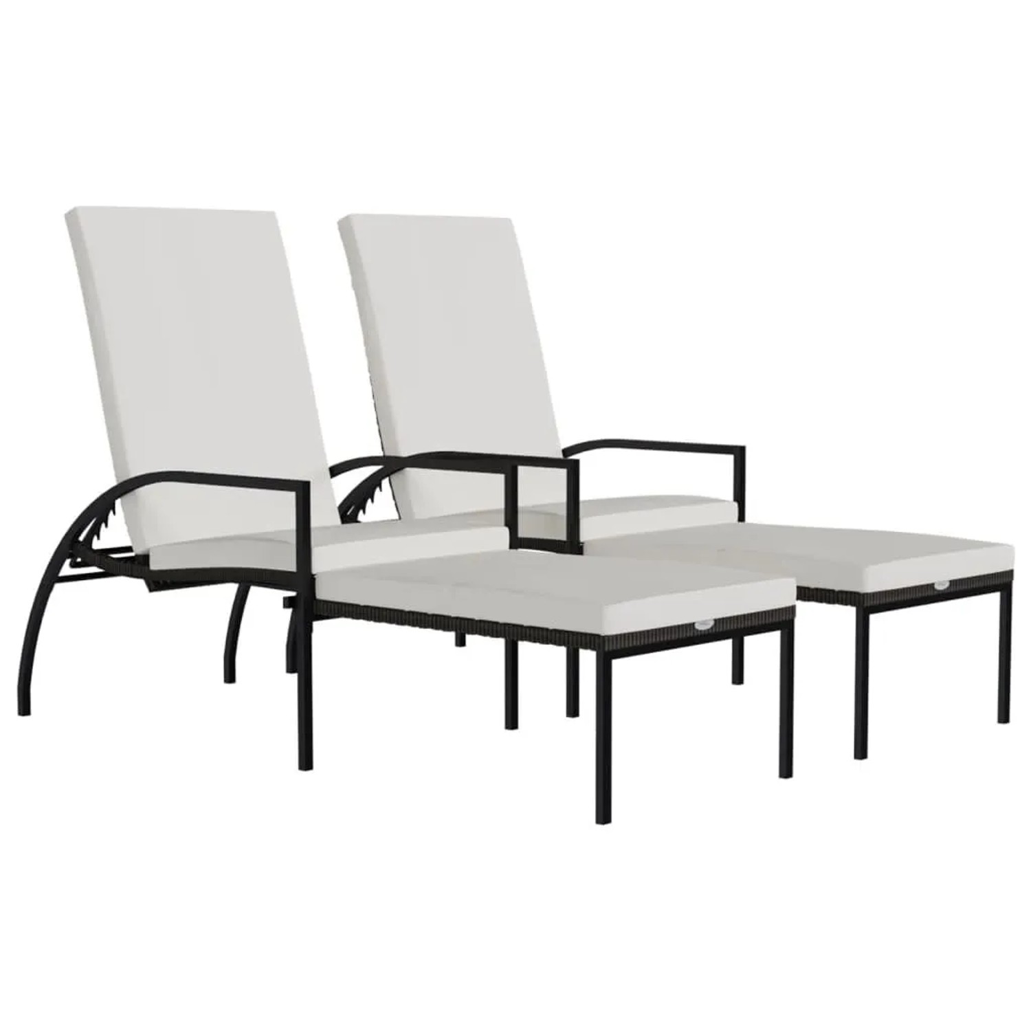 Furnicato Sonnenliegen 2 Stk Mit Fußhocker Pe-rattan Braun