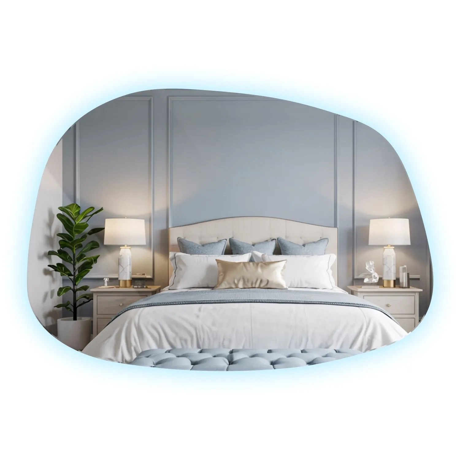 Wallfluent Spiegel Beleuchtet 50x100 cm Elegante Halbrunde Form Mit Kaltweiß 6500K Für Bad Wohnzimmer Und Schminkbereich