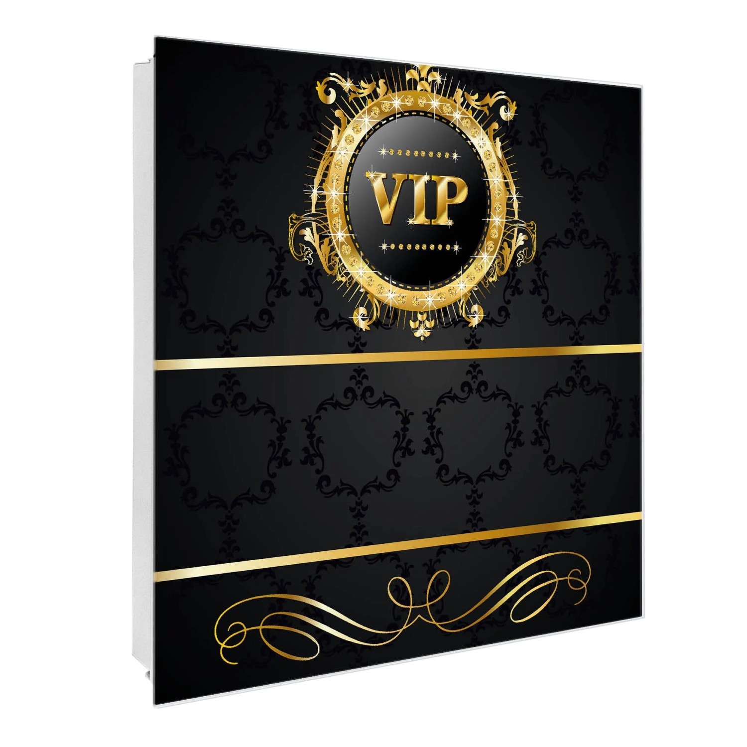 Banjado Großer Schlüsselkasten Glas 30x30cm Weiß Scharnier Links 50 Haken B günstig online kaufen