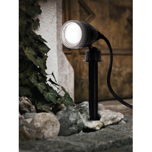 Eglo LED Gartenstrahler Nema 1, schwarz, mit Erdspieß und warmweißem Licht. Ideal für Gartenbeleuchtung.