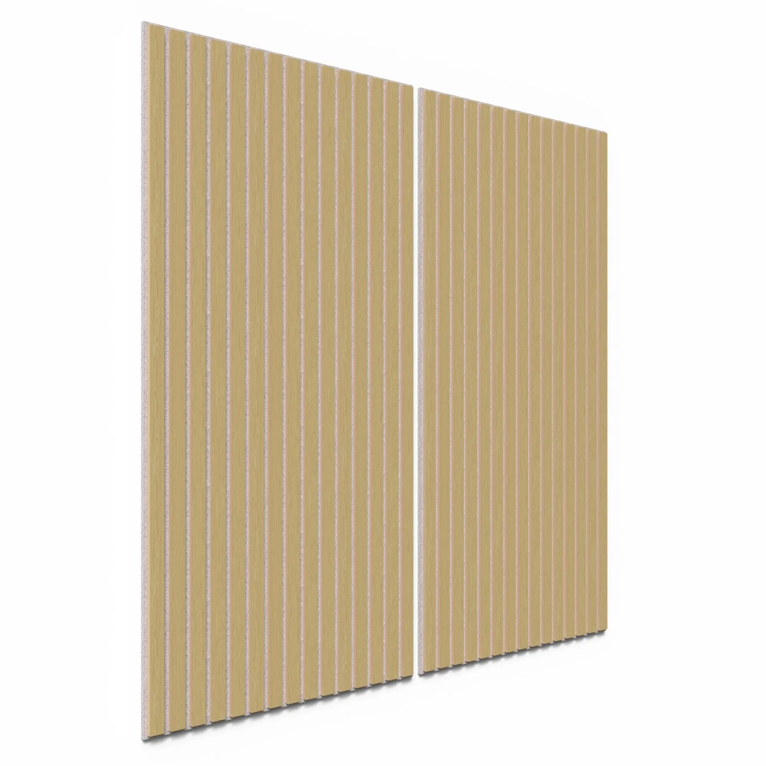 Akustikpaneel Eiche Natur, MDF Wandverkleidung mit grauem Akustikfilz, 119,8 cm hoch.