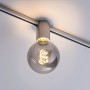Paulmann URail Spot Ceiling Socket, Chrom matt, mit grauer E27 Filament Lampe im Schienensystem.