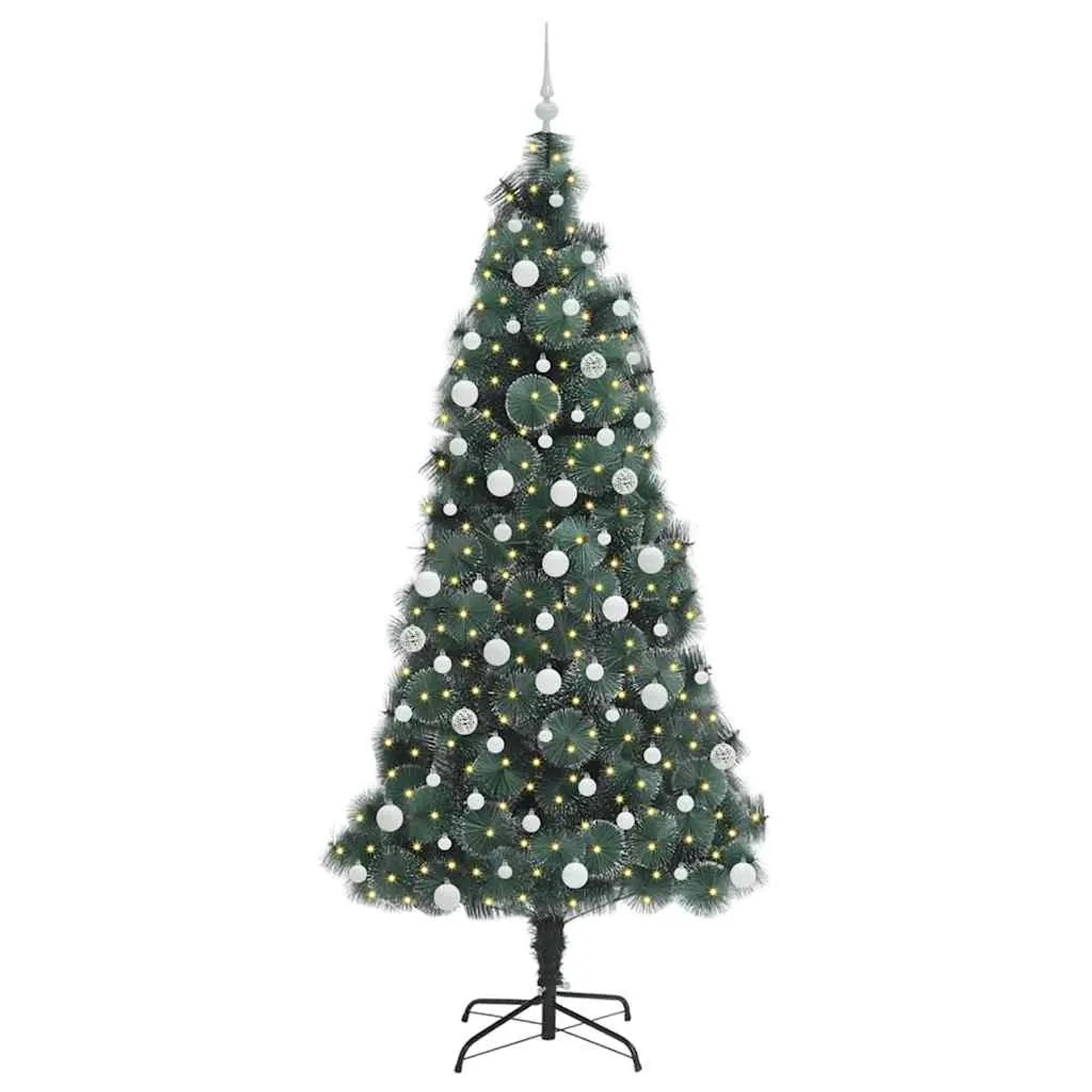 vidaXL Künstlicher Vorbeleuchteter Weihnachtsbaum mit Kugelset 210 cm 3396181