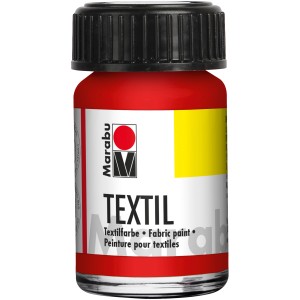 Marabu Textilfarbe 15ml in Rot, Stoffmalfarbe für helle Textilien.
