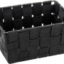 Rechteckiger, schwarzer Wenko Aufbewahrungskorb Adria Mini aus Kunststoffgeflecht.