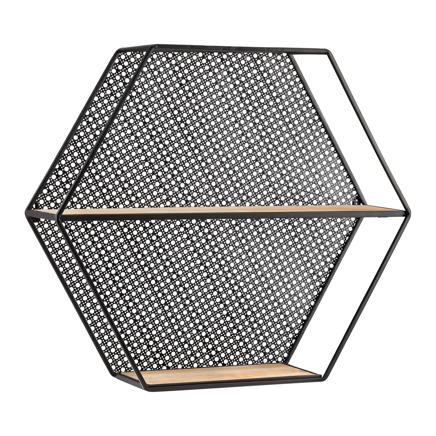 Bessagi Home Wandregal Lelia Natur/Schwarz Echtholz/MDF