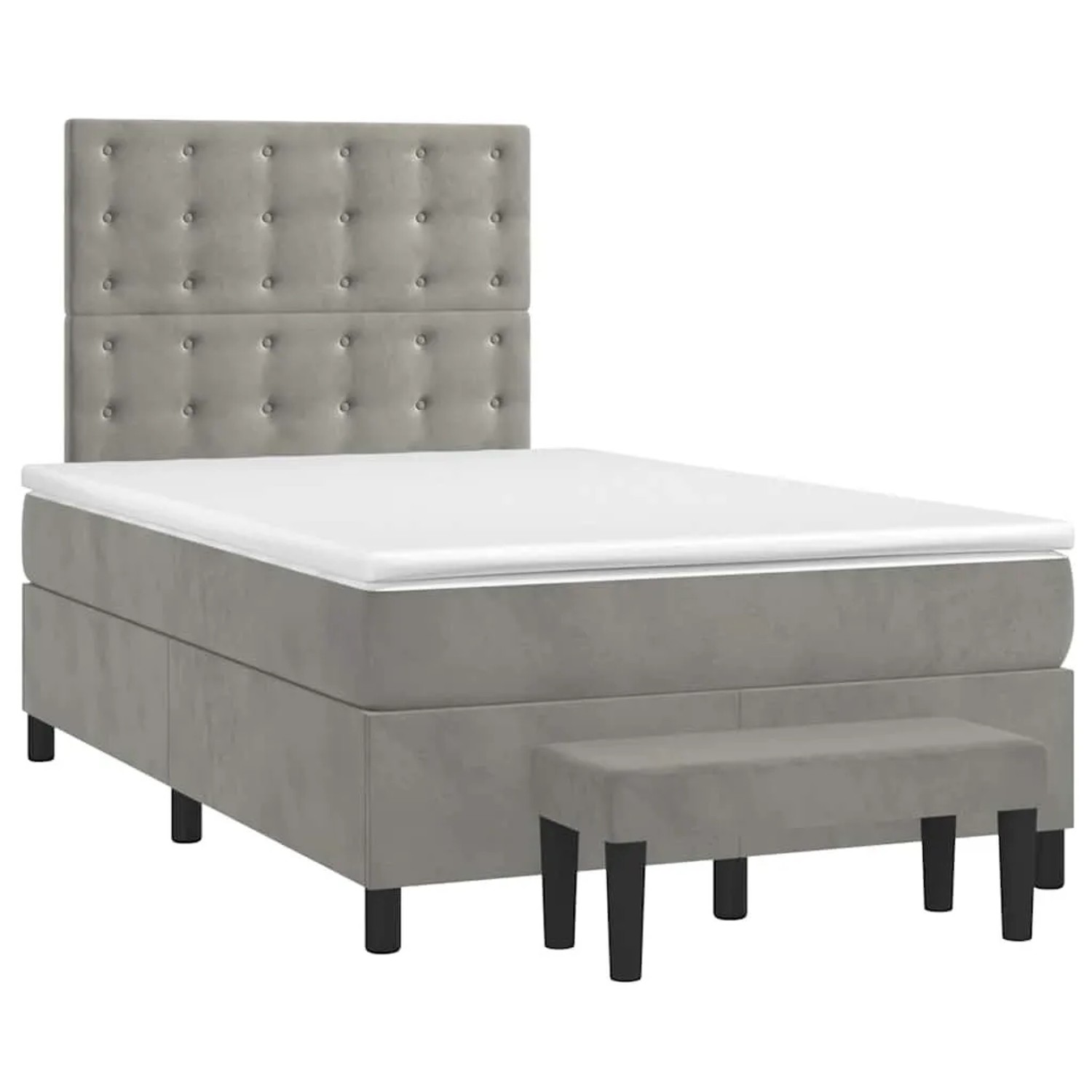 vidaXL Boxspringbett mit Matratze Hellgrau 120x190 cm Samt 3270493