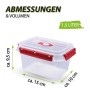 Bestlivings Frischhaltebox, 1,5L, 2er-Set. Rote Lunchbox aus Kunststoff mit transparentem Deckel.
