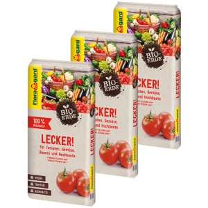 3 Säcke Floragard Bio-Tomaten-Gemüseerde Lecker, torffrei & vegan für reiche Ernte.