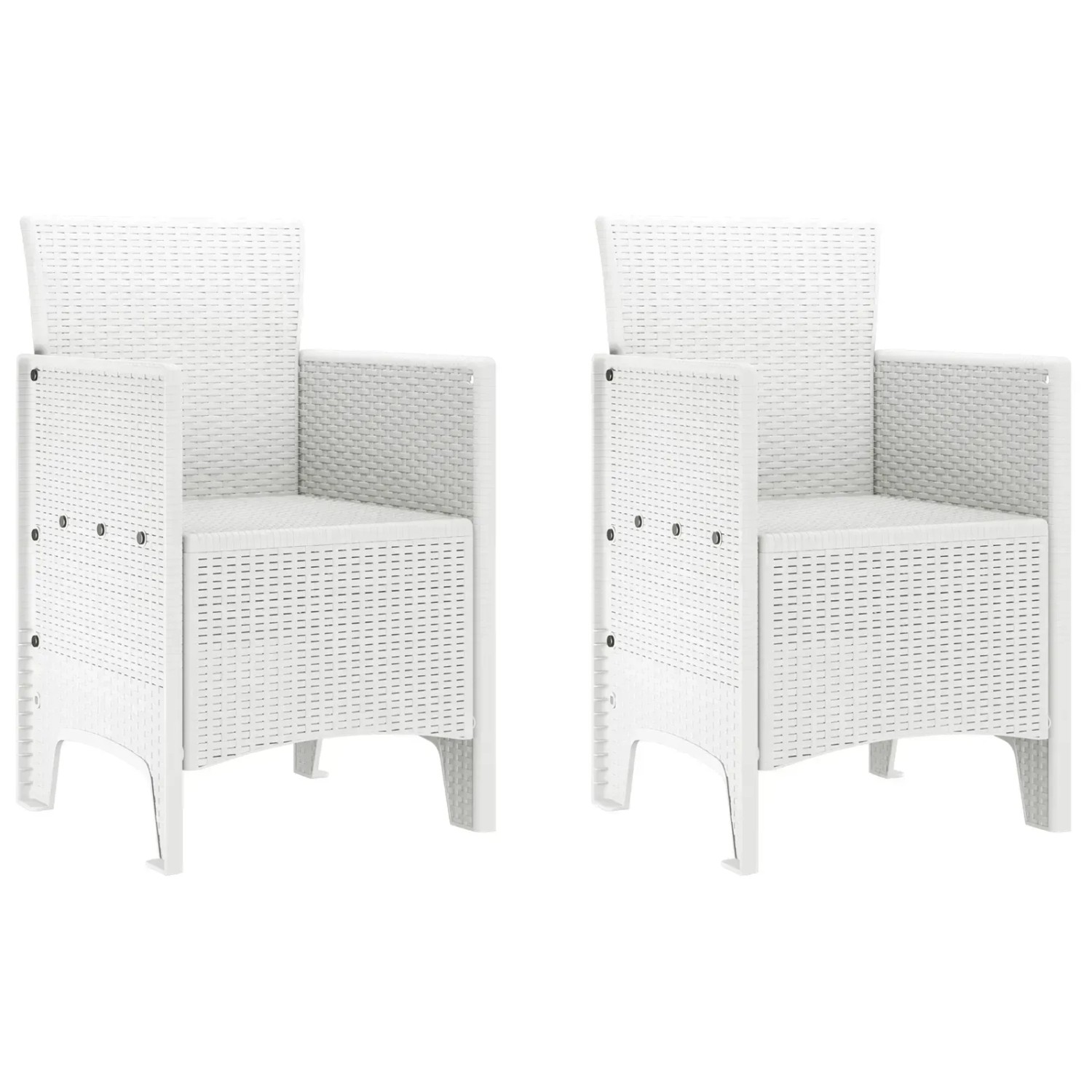 vidaXL Garten-Essgruppe, 3-teilig, weiße Poly Rattan Gartentisch-Stühle für 2 Personen.