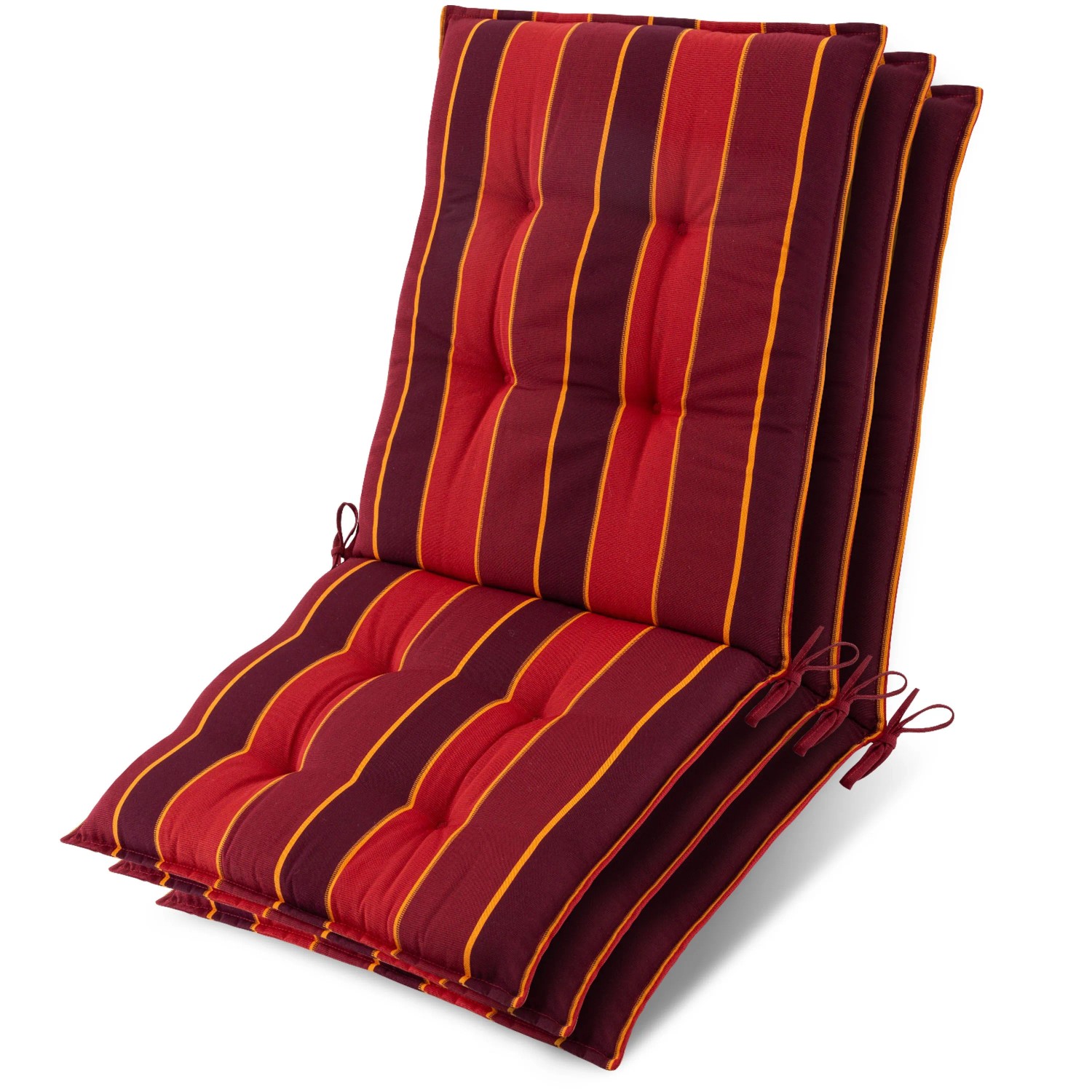 Beautissu 3x Niederlehner Sun-NL Auflage 100x50x8cm Rot-Gestreift