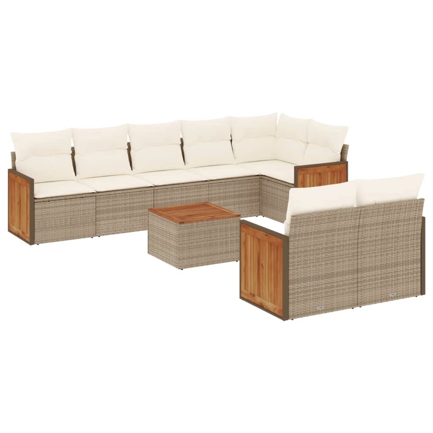 vidaXL 9-Tlg Garten-Sofagarnitur mit Kissen Beige Poly Rattan 3227836 günstig online kaufen