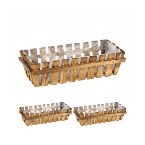 Relaxdays Blumenkasten 3er Set Holz Natur Mit Folie 12 cm x 45 cm x 19,5 cm je 600 g