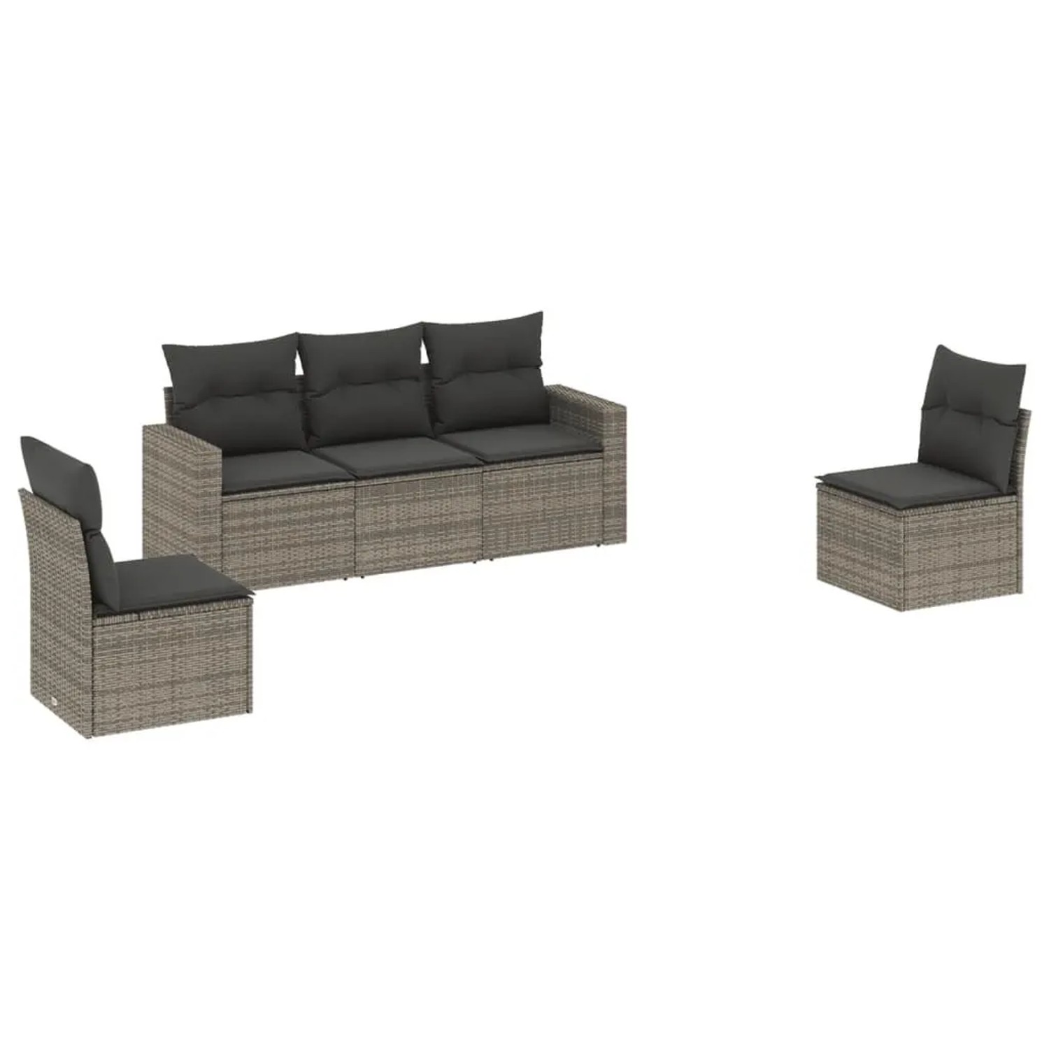 vidaXL 5-Tlg Garten-Sofagarnitur mit Kissen Grau Poly Rattan 3251127 günstig online kaufen