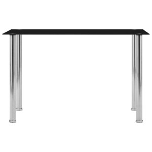 vidaXL Esstisch, schwarzes Hartglas, 120x60x75 cm, mit Edelstahlgestell.