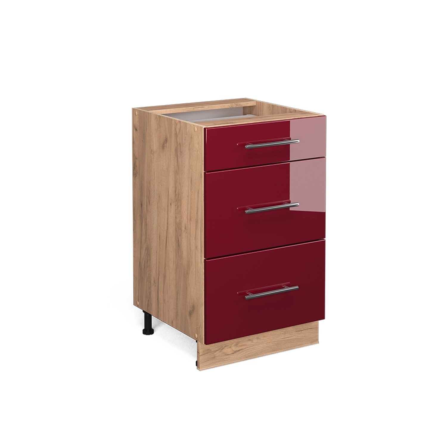 Thumbnail - Vicco Küchenunterschrank Fame-Line Bordeaux Hochglanz/Goldkraft Eiche 50 cm ohne Arbeitsplatte