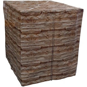 IBC Design-Cover Woody für 1000 l IBC-Tank, Holz-Optik, UV-Schutz für Regentonnen & Wasserzapfstellen.