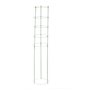 Grüne, höhenverstellbare Relaxdays Rankhilfe aus Eisen, 150 cm hoch, für Kletterpflanzen.