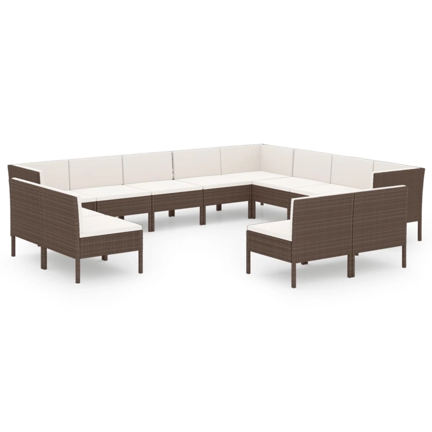 vidaXL 12-tlg Garten-Lounge-Set mit Auflagen Poly Rattan Braun Modell 5