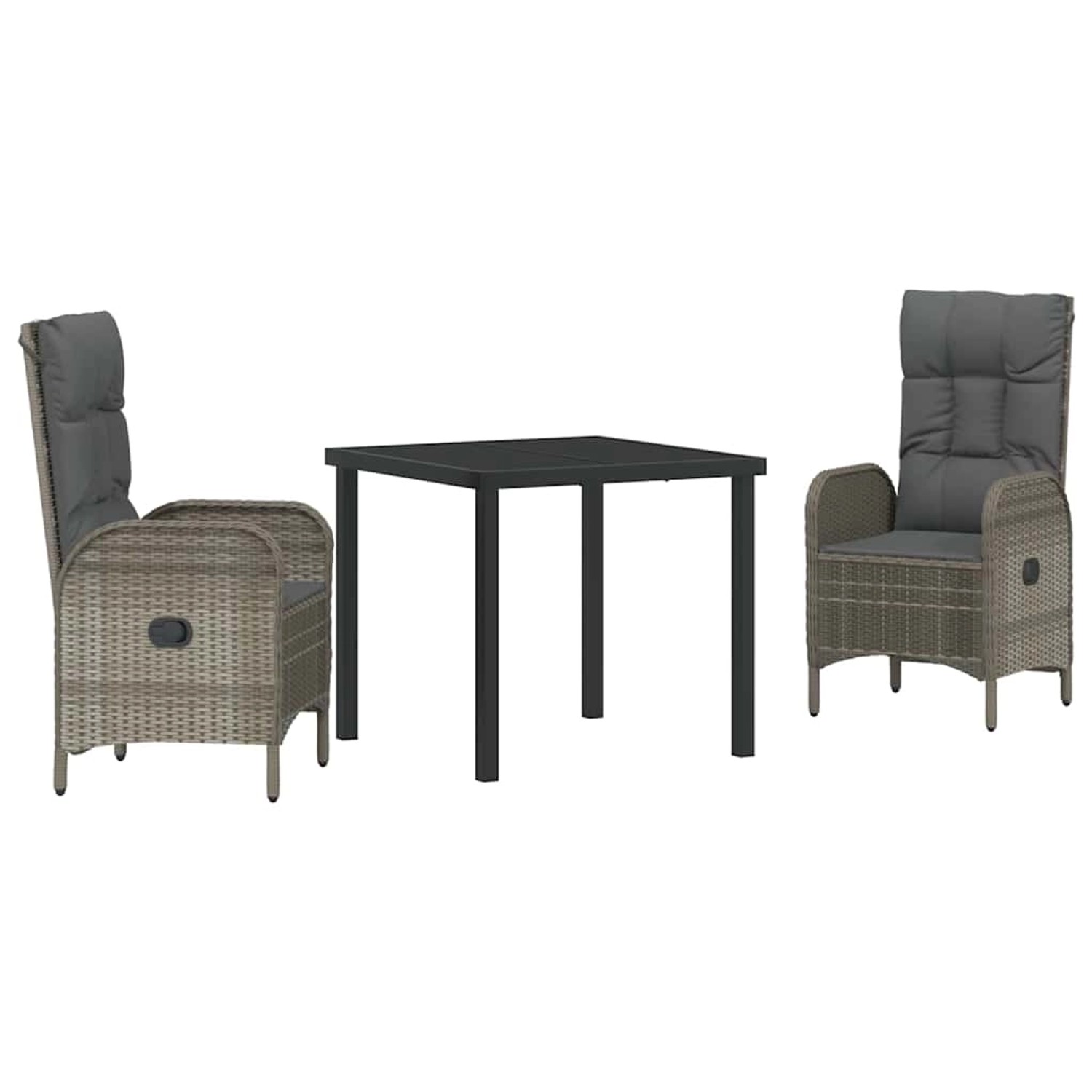 vidaXL Garten Essgruppe mit Kissen 3-Tlg Grau Poly Rattan 3380127 günstig online kaufen
