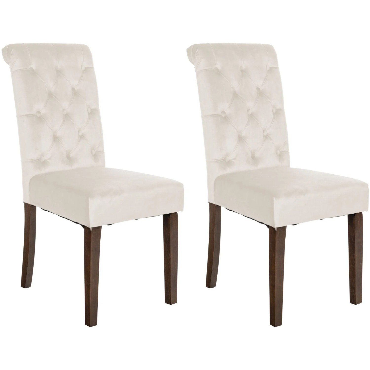 CLP 2er Set Esszimmerstühle Lisburn creme/Samt