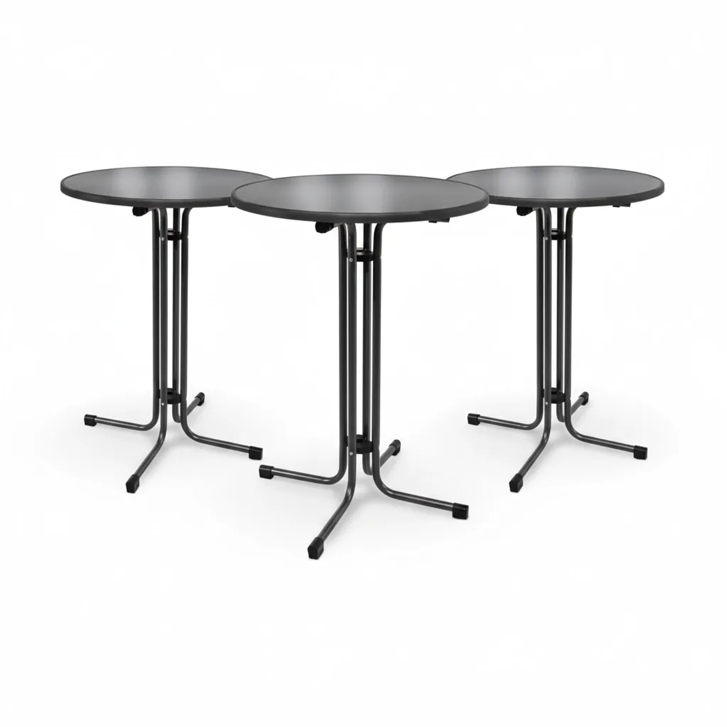 Beautissu Bellini Stehtisch Ø80xH110cm Schwarz 3tlg günstig online kaufen