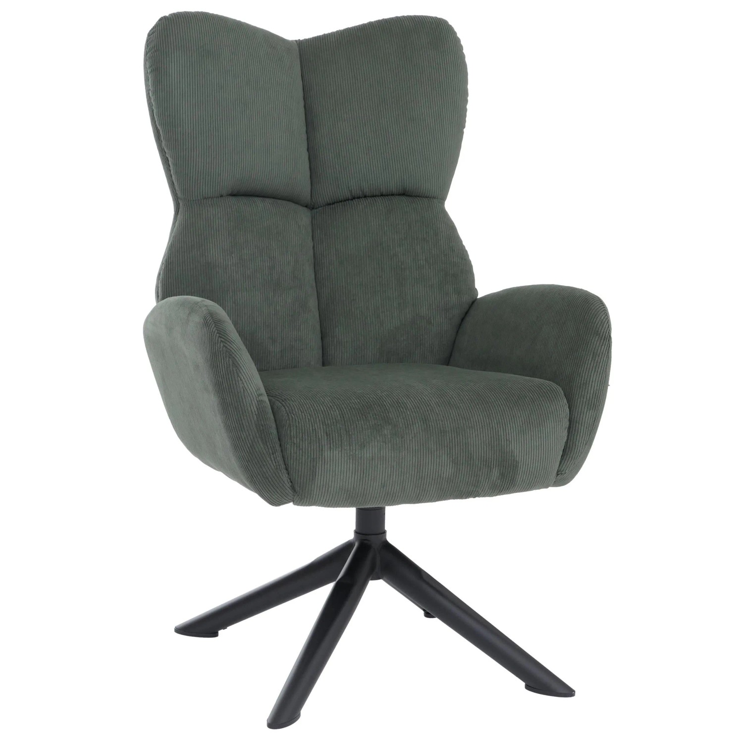 MCW Loungesessel Q54 Drehbar Metall Cord Grün
