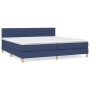 Blaues vidaXL Boxspringbett 200x200 cm mit Matratze und Kopfteil.