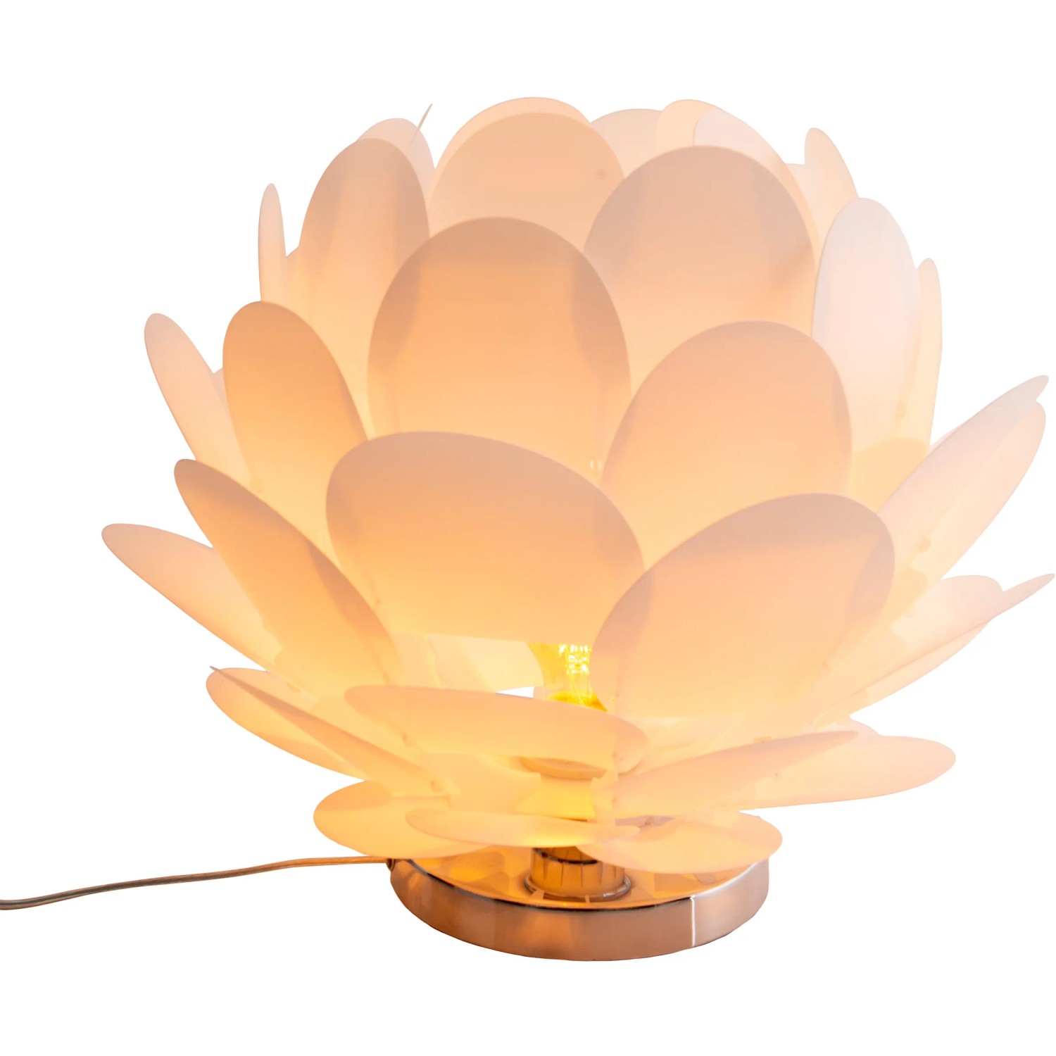 Weiße Näve Tischleuchte Fora, 41 cm, im Design einer Seerose. Moderne Tischlampe für gemütliches Licht.