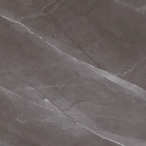 Dunkelbraune Bodenfliese Feinsteinzeug Opus, 60x60 cm, mit polierter Oberfläche und Marmorierung.