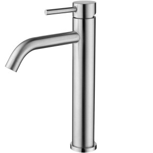 AICA Wasserhahn Silber Bad Hoch Waschtischarmatur Auslauf Höhe 195mm Waschbecken Armaturen 304 Edelstahl Einhebelmischer Mischbatterie