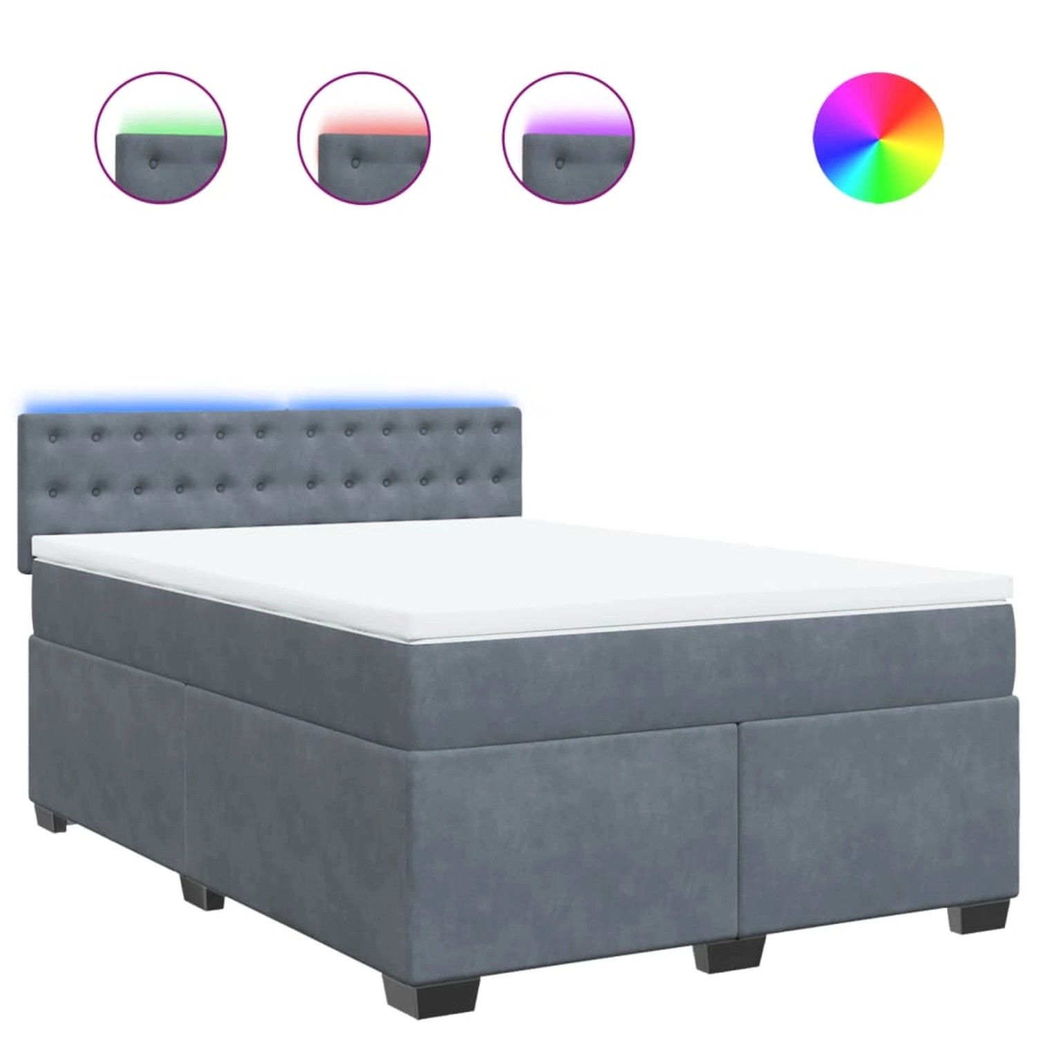 vidaXL Boxspringbett mit Matratze Dunkelgrau 140x200 cm Samt 3288643 günstig online kaufen