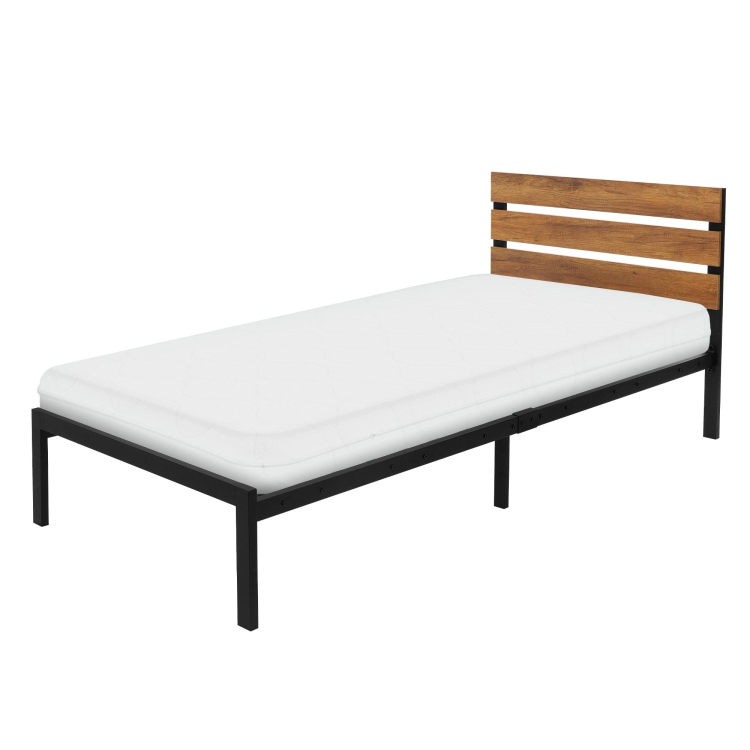 ML-Design Metallbett 90x200 cm Schwarz-Braun mit Matratze H16 cm