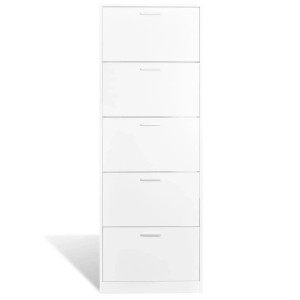 vidaXL Schuhschrank mit 5 Schuhkippern Weiß Holz 241240